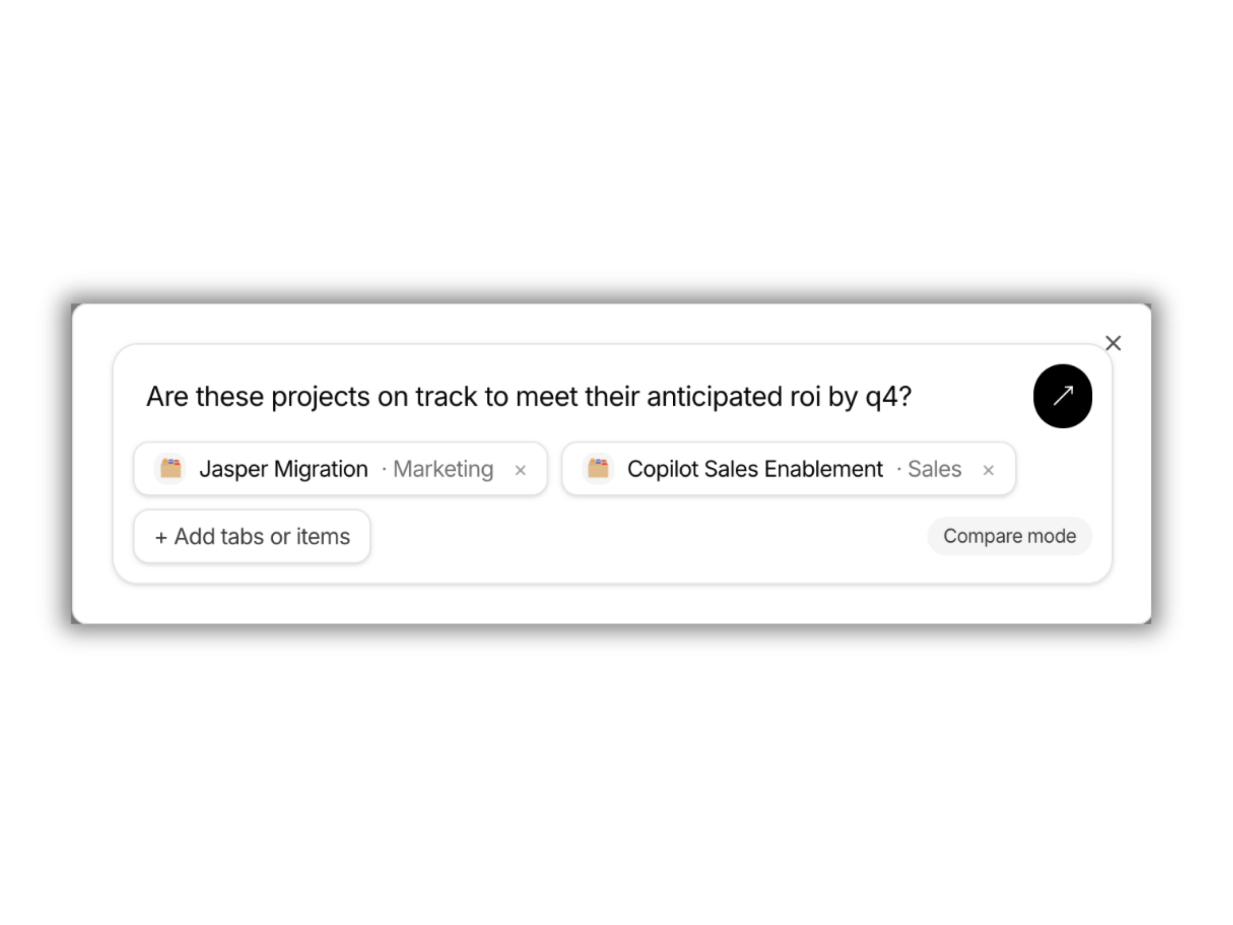 Ask Dina compare projects UI